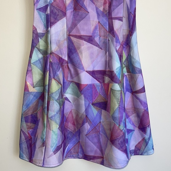 HERE COMES THE SUN | Purple watercolour geometric skater dress - Picture 3 of 8